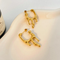 Boucles d'oreilles goutte d'eau de lave liquide avancée joyas de acero inoxidable al por mayor boucles d'oreilles de mode en acier inoxydable pour les femmes