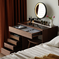 Bureau de maquillage moderne extensible avec miroir réglable, compartiments de rangement cachés et armoire à tiroirs multiples