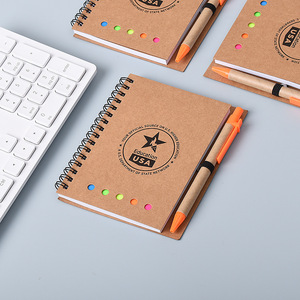 A5 Bìa Cứng Xoắn Ốc Giấy Kraft Kinh Doanh Văn Phòng Ghi Chú Dính Notepad Với 80 Sheets Với Bút - Product Image 1