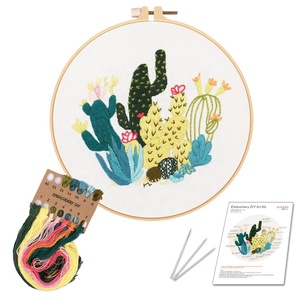 XIXI Adults DIY Embroidery Kit with Round Shape Stitching Stamped Flower Patterns Beginner Friendly Cotton Fabric Foundation - Product Image 6