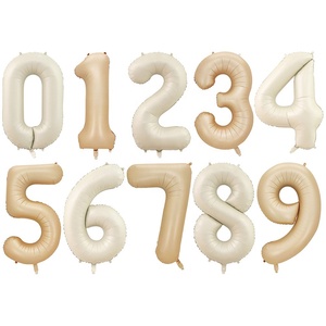 Caramelo de <span class=keywords><strong>avena</strong></span> crema marrón colores Digital 0-9 de globo de helio para bebé ducha cumpleaños boda San Valentín decoración suministros - Product Image 3