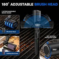180 °   Nettoyeur de barbecue électrique réglable, brosse électrique pour barbecue rechargeable 1000 tr/min, brosse électrique à rouleaux en acier inoxydable