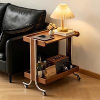 Chariot roulant vintage en fer et bambou, table basse mobile, étagère de rangement, chariot de service, table d'appoint pour canapé, pour la maison et le bureau