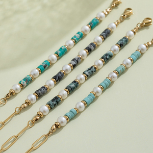 Bingxin New Fashion Colorful Beads Stone Splicing Paper Clip Chain Rope Fresh Pearl Beaded Bracelet <strong>Jewellery</strong> for Women Girls - Product Image 1