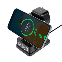 Station de charge sans fil magnétique rapide avec aimant puissant, chargeurs de table, station d'accueil avec fonction d'alarme horaire
