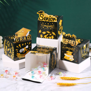 12 pièces/paquet Boîtes en carton en forme de chapeau de remise de diplôme pour bonbons, cadeaux, chocolats, emballage pour la décoration de fête de remise de diplôme - Product Image 3