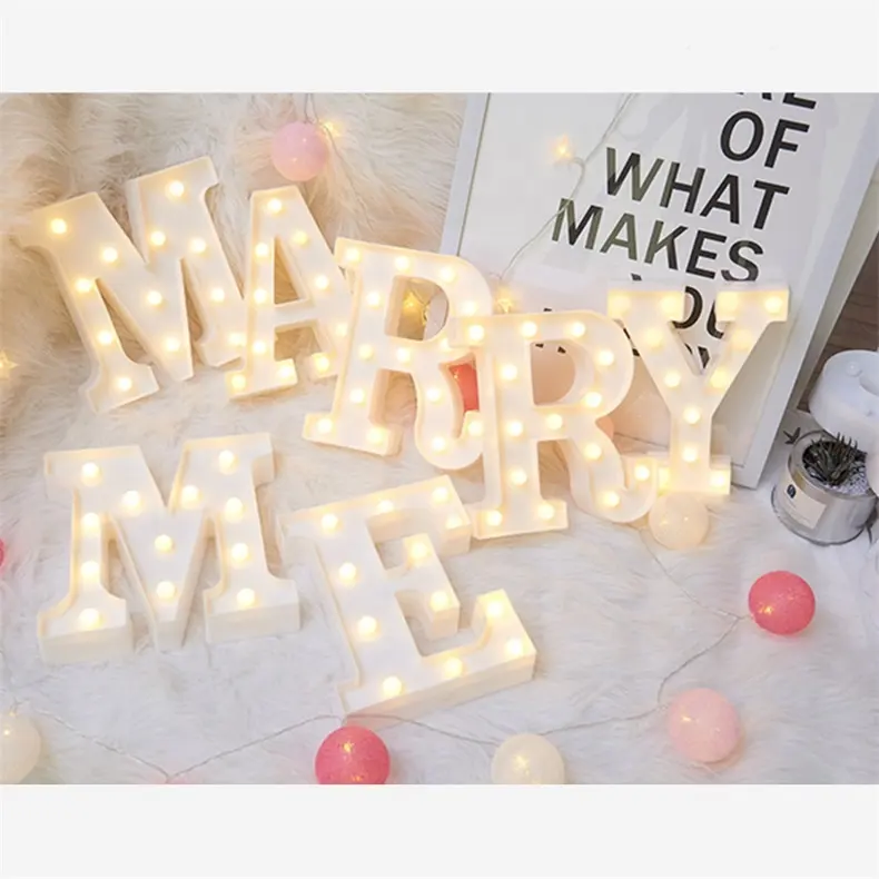 Luz led decorativa de plástico con letras del abecedario, regalo de San Valentín, para fiesta de cumpleaños, Festival, alfabeto, BO LED26