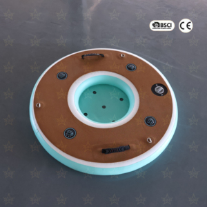 Île flottante gonflable ronde commerciale, pont gonflable avec porte-gobelets et porte-bière, pont flottant gonflable pour yacht - Product Image 2