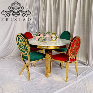 Classic Hotel Party Events Furniture White MDF <strong>Top</strong> Gold Stainless Steel <strong>Round</strong> <strong>Dining</strong> <strong>Table</strong> - Product Image 6