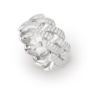 แหวนคิวบาดีไซน์แฟชั่น ประดับมอสซาไนต์ สี D ระดับความสะอาด VVS เงินแท้ 925 เครื่องประดับคุณภาพสูง สไตล์ฮิปฮอป - Product Image 5