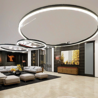 Plafonnier LED incurvé noir et doré moderne, éclairage circulaire linéaire haute efficacité pour bureaux, salles de sport, studios