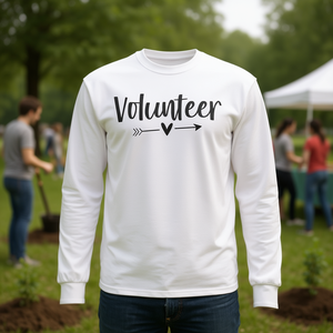 Camiseta de Manga Larga para Voluntarios, Cuello Redondo Moderno, Blanca, Talla Pequeña, Camiseta Promocional - Product Image 3