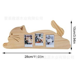 <b>Wooden</b> <b>Cat</b> Shaped Photo Frame Handmade Tabletop Pet Keepsake Ornament Horizontal Customized Design - Product Image 4