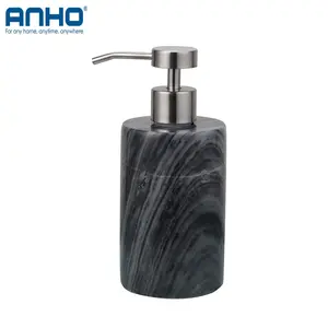 Luxury China Bathroom Accessories 5piece Toothbrush Holder Toilet Brush Black Marble Bathroom Accessories Set