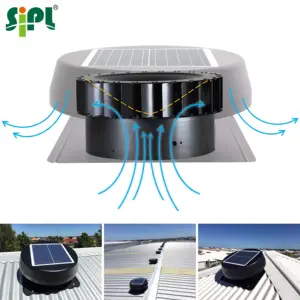 Ventilador solar de 25 W para uso doméstico, exaustor de calor, ventilador solar solar Sunshine Electric DC alimentado por ventilação de fábrica de 14'