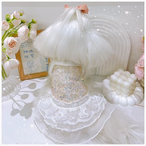 <b>Cute</b> Summer Dress For Teddy <b>Bears</b> Small Dog Suspender Lace Sequins Pet Clothing Breathable Four Seasons Transparent Polyester - Product Image 1
