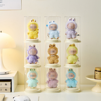 En stock, vente en gros directe d'usine, boîte de rangement empilable ronde pour animaux en peluche, figurines d'action en peluche, vitrine avec crochet