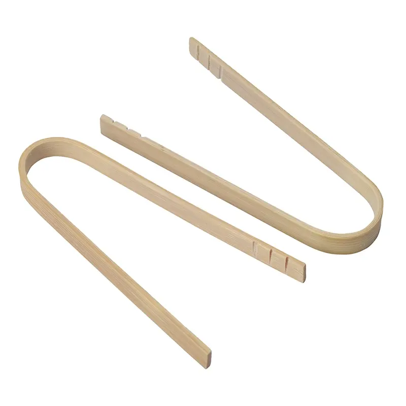 U shape mini disposable white color bamboo tongs