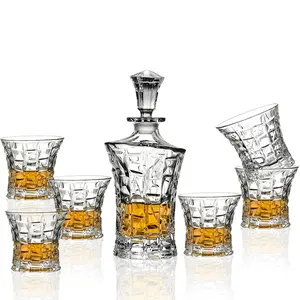 N39 Ice tường thiết kế pha lê rõ ràng Glass Boston Whiskey Wine decanter chai Glass cup Set