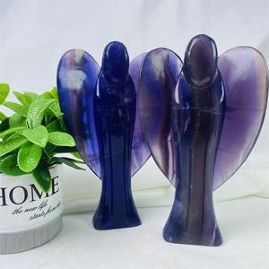 Venta caliente natural de alta calidad pulido fluorita cristal Ángel tallas <span class=keywords><strong>Reiki</strong></span> púrpura cristal Ángel para regalos Decoración - Product Image 5