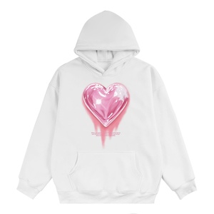 Sweat-shirt unisexe brodé surdimensionné avec motif cœur imprimé, style streetwear esthétique, poches, design en polaire, pull-over - Product Image 1