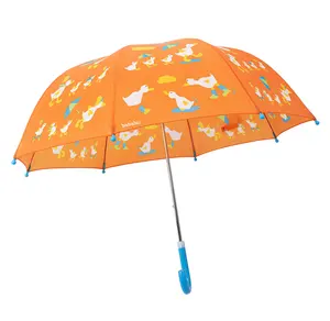 橙色鸭子游行定制印花雨伞儿童儿童小型安全