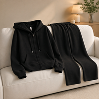 Sweat à capuche en molleton de coton épais 400-450 g/m² double couche pour homme, col montant, vierge