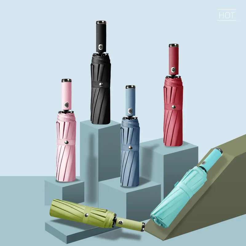 جديد تصميم الساخن بيع الترويجية مخصص الأعمال هدايا التلقائي دوران مصباح ليد جيب مظلة قابلة للطي