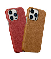 Étui rigide durable pour téléphone portable, en cuir véritable personnalisé, doublure en microfibre, imperméable, antichoc, anti-empreintes digitales