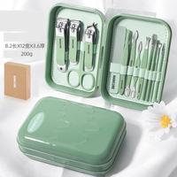 Kit de Manucure Portable 13 Pièces avec Logo Personnalisé, Coupe-Ongles en Acier, Cure-Oreille, Aiguille à Acné, Pédicure, Boîte en PU Couleurs Bonbon