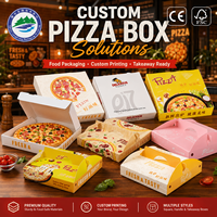 Boîte à pizza portable personnalisée avec logo imprimé, emballage avec poignée gaufrée et finition UV, vente en gros