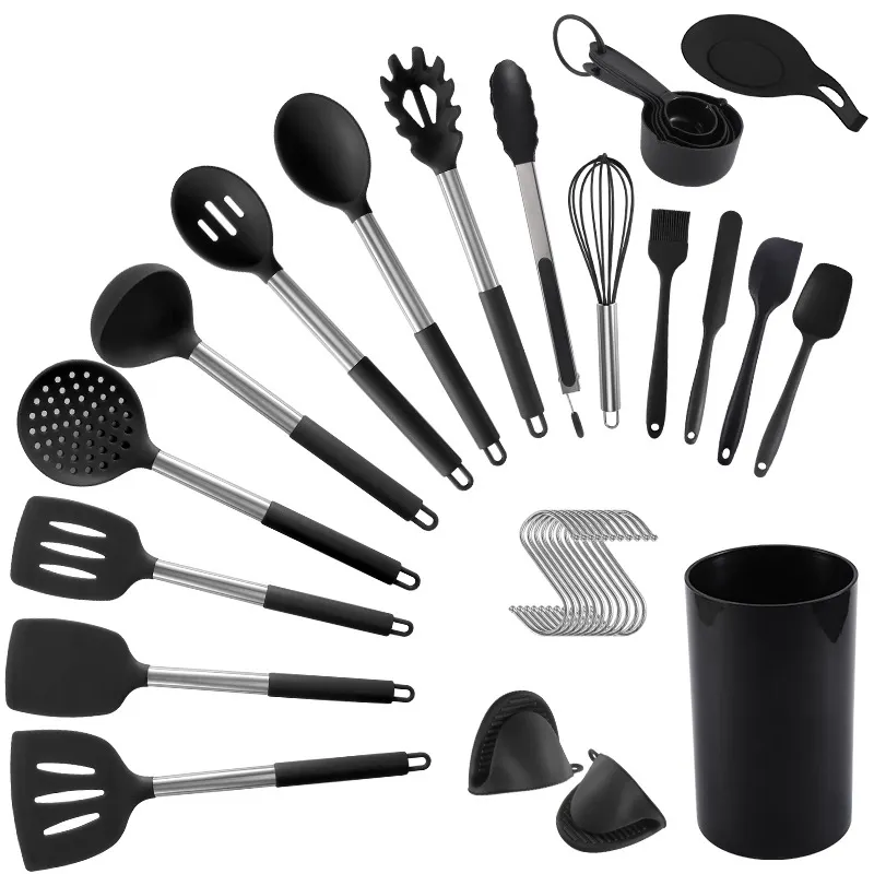 Premium Commercial Non Stick Básica Tendência Eletrodomésticos De Cozinha E Utensílios De Cozinha De Silicone De Aço Inoxidável Vintage