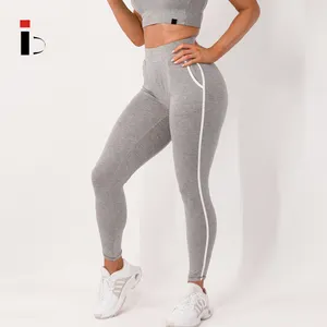 Pantalones de chándal ajustados con bolsillos y rayas laterales para mujer, ropa deportiva personalizada, para correr, novedad