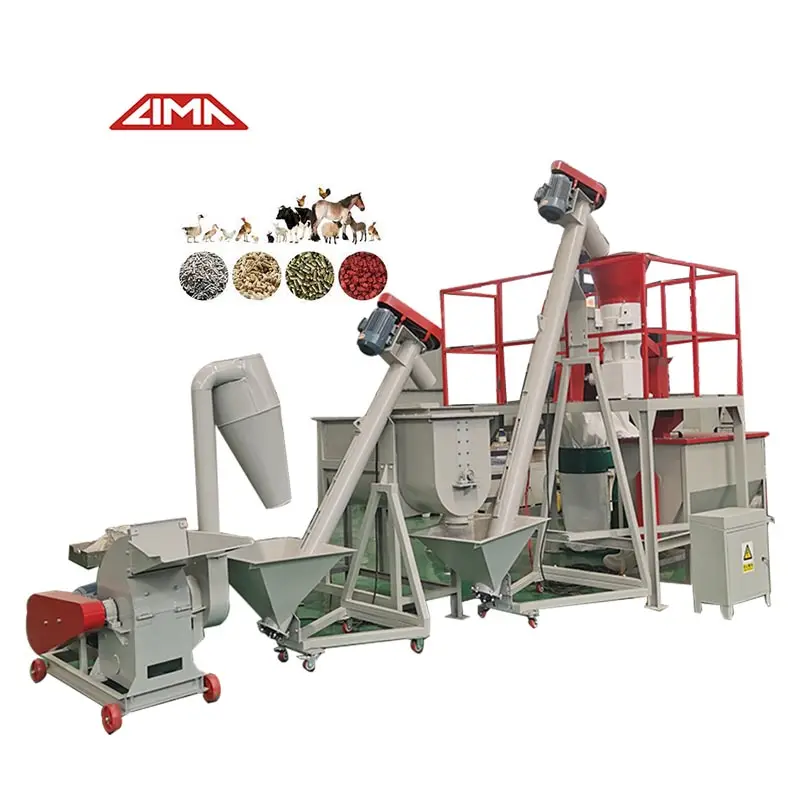 LIMA 55kw Shrimp Aqua Small Feed Mill Plant For Sale 200~800kg/H Automatic Poultry Chicken Fish Cattle Feed Production Line