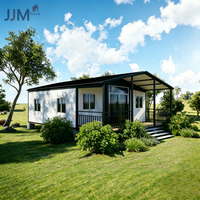 JJM Maison conteneur extensible 20 pieds 40 pieds, Villa préfabriquée de luxe moderne 3 chambres, pliable, étanche, Bâtiment de bureau certifié CE