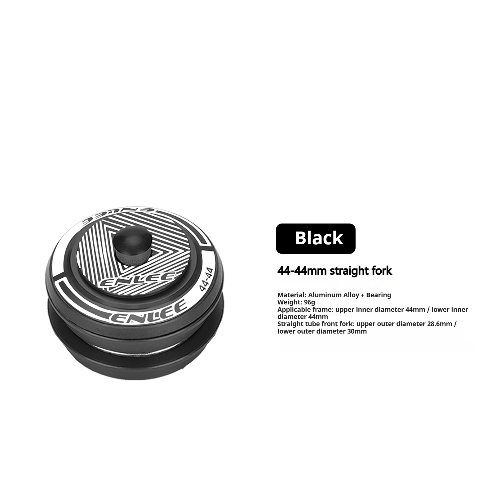 Horquilla recta negra de 44-44 mm