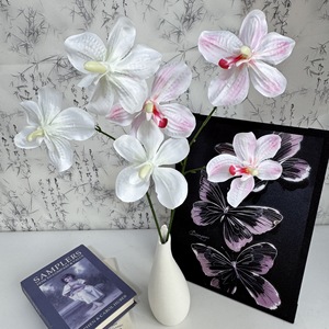 Orchidée Vanda artificielle à 3 têtes, fleur en soie, décoration de mariage et de maison, plusieurs couleurs, ornement floral pour accessoires de photographie - Product Image 2