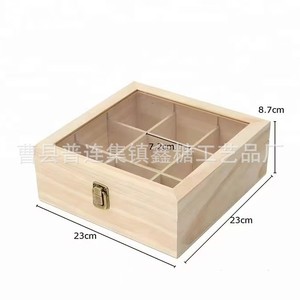 Wooden Flip Top Compartmentalized Storage Box With Transparent Lid For Tea <b>Sugar</b> Jewelry 8.7cm High Rectangle Shape - Product Image 2