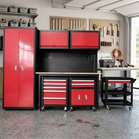 Chariot à outils professionnel robuste en acier laminé à froid avec 5 tiroirs verrouillables et panneau perforé, armoire à outils mobile pour atelier et garage