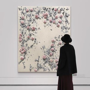 Peinture à l'huile peinte à la main High Sense Rose, style crème, pour allée et porche, tableau décoratif mural - Product Image 2