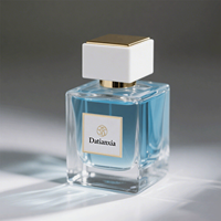 Botol parfum desain 100Ml, botol parfum persegi kaca bening kosong dengan kotak