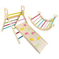 Structure d'escalade pour enfants Xing Hui PJ01 en bois, trois-en-un : toboggan, balançoire, combinaison libre pour l'équilibre physique précoce