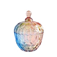 Pot en verre cristal transparent décoratif en relief, pot à bonbons en verre cristal pour mariage, boîte à bijoux, pot en verre cristal coloré avec couvercle