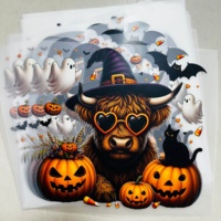 Autocollant en vinyle thermocollant personnalisé pour Halloween, autocollants DTF de haute qualité pour t-shirts, transferts thermiques prêts à poser, nouveau design