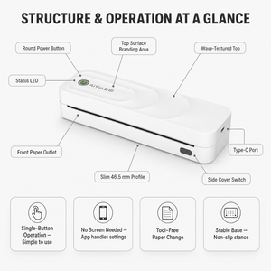 Impressora Portátil Sem Tinta Fácil de Usar Máquina de Documentos Térmicos A4 com Conectividade Bluetooth para Iniciantes e Estudantes - Product Image 3