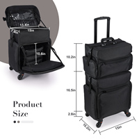 Trousse de Maquillage Professionnelle Trolley Grande Capacité, Mallette de Rangement à Roulettes pour Maquillage et Pinceaux, Housse de Transport Essentielle pour Artiste Maquilleur