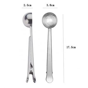 Custom Logo Coffee Scoop Clip 304 Stainless Steel <b>Measuring</b> <b>Spoon</b> Bag Sealer for Promotional Events - Product Image 2