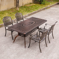 Langlebiger Garten Garten Metall möbel 6-Sitzer Esstisch und Drehstuhl Aluminium guss Patio Set für den Innenhof