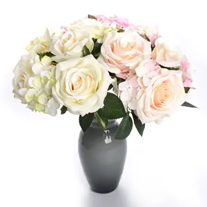 Искусственные цветы розы для украшения Шелковые искусственные цветы, Искусственный Букет 18 роз для рукоделия, свадебный букет на заказ, приемлемые подарки и поделки
