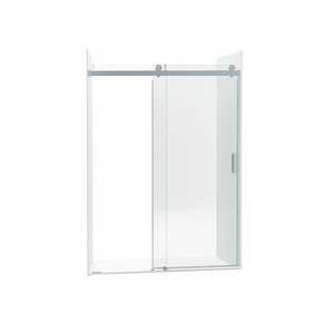 Porte de douche coulissante simple sans cadre 56-60" L x 76" H avec verre trempé 6 mm à fermeture douce pour salle de bain, design minimaliste - Product Image 1